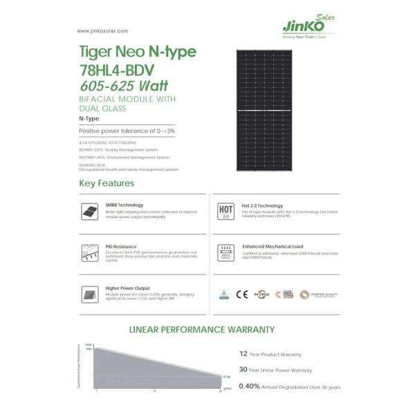 605W 610W Jinko Solar Panel 625W Warehouse All Black Mono Solar Panels