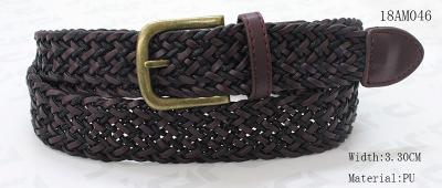 Polyester / PU Black Mens Woven Belts , Wax Rope Mens Brown Braided Belt