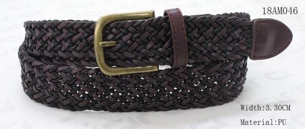 Polyester / PU Black Mens Woven Belts , Wax Rope Mens Brown Braided Belt