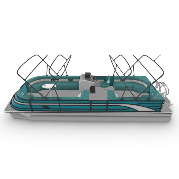 27FT Sport Pontoon Boat with 8.2m Length Four Side Sofa and Blue Interior for Family Leisure