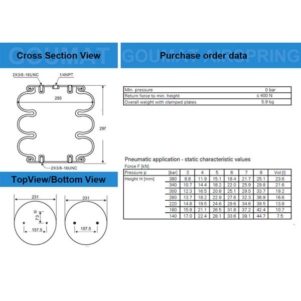 Mola de ar industrial da placa de cobertura do aço 432 do FT 330-29 para Ridewell 1003588010C