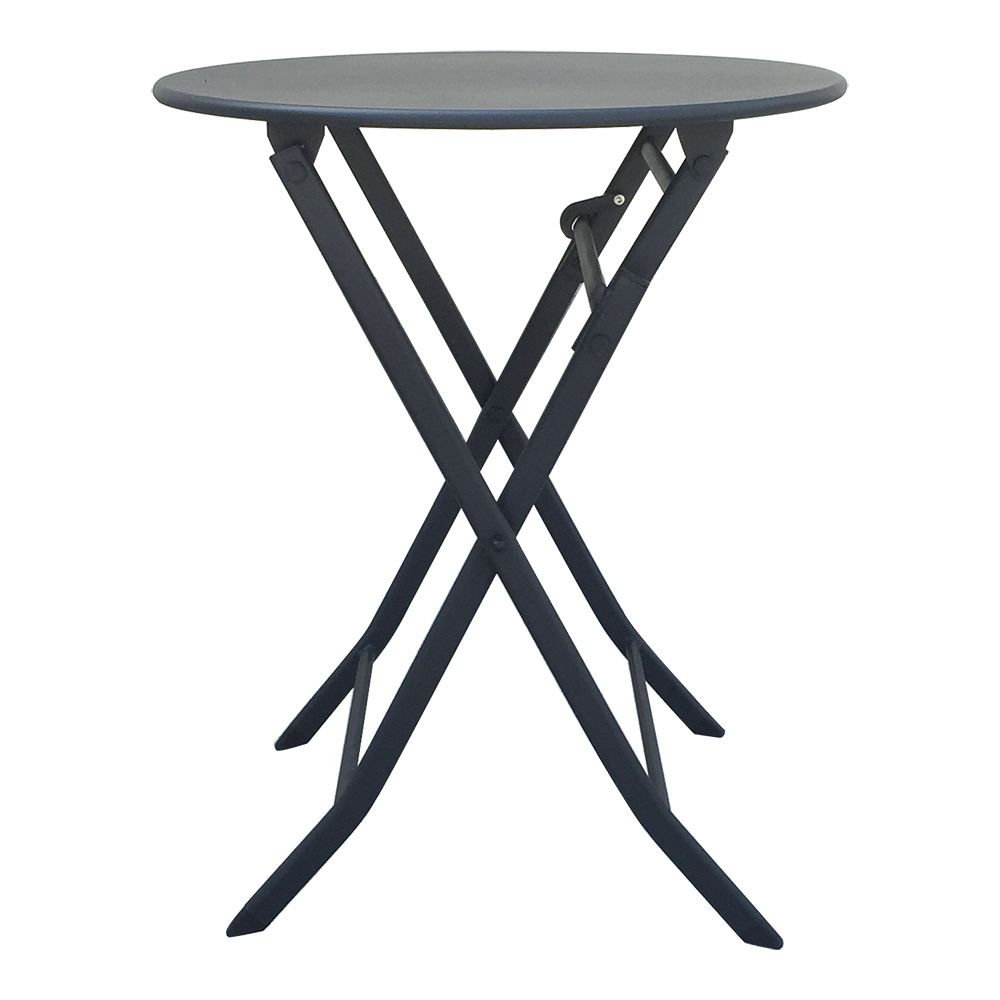 Wholesale Price Outdoor Furniture Iron Frame Folding Table and Chair Black Rust Prevention Fold Chairs and Round Table