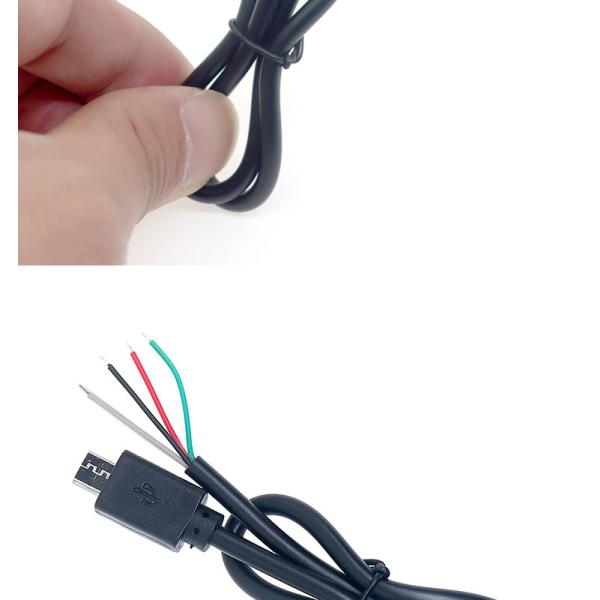 OEM Micro B V8 personalizado 5 pines USB macho para abrir Pigtail cables desnudos