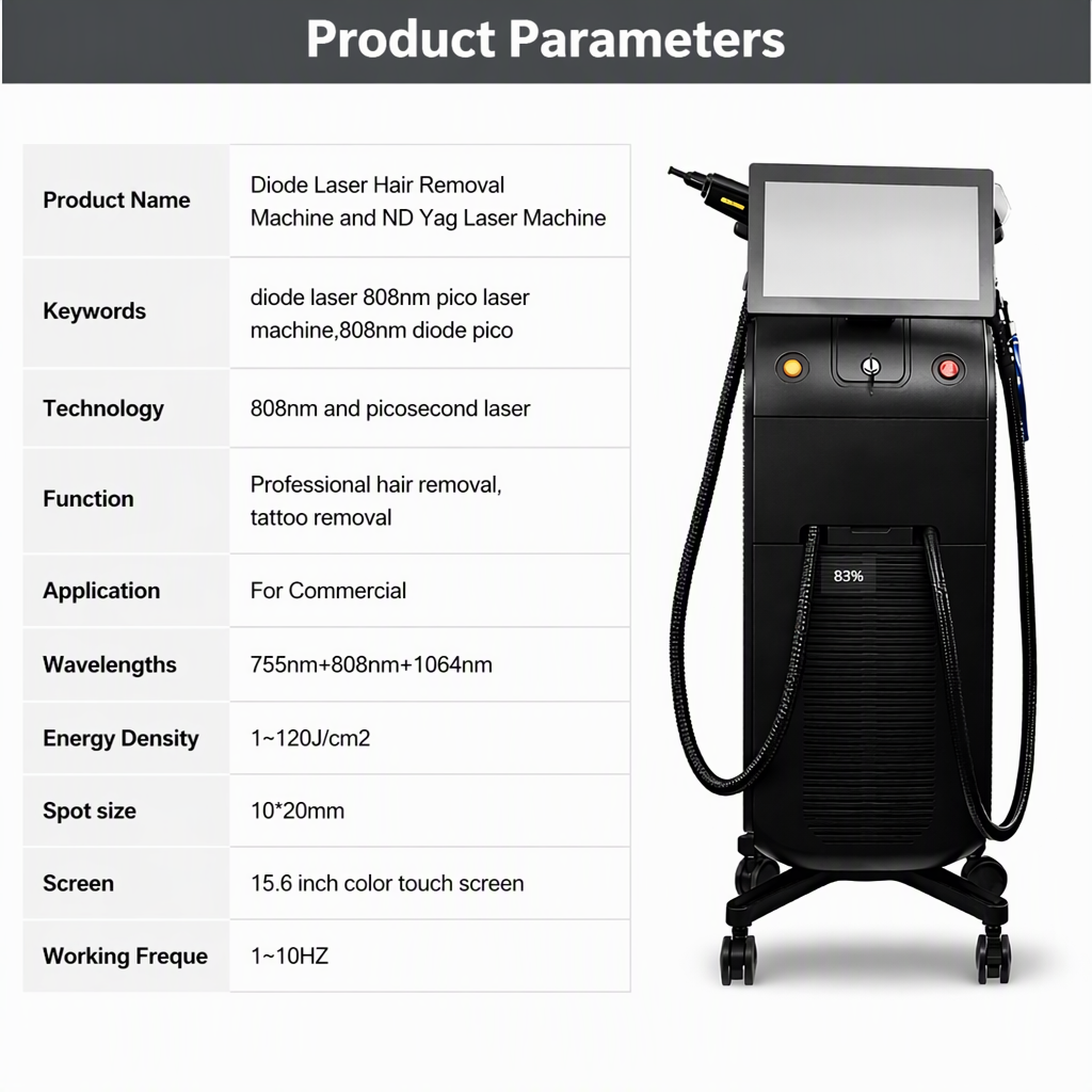 All In One Laser Hair Removal Tattoo Removal Pico Laser 808 diode 2in1