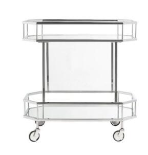 Wedding Catering minimalist Bar Serving Cart Metal Glass Tea Wine Serving Trolley