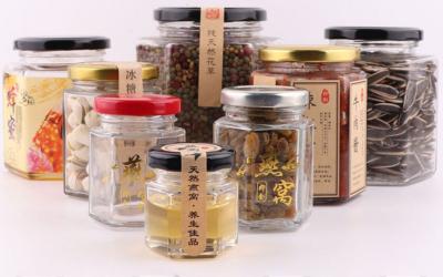 Garrafa selada sem chumbo de vidro sextavada do recipiente de alimento de Honey Jars 45ml-730ml