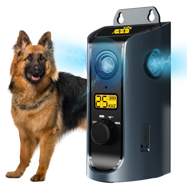 IPX5 Waterproof Ultrasonic Dog Repeller Type-C/Solar Panel Rechargeable Feature Training Device for Safe Pet Training Supplies