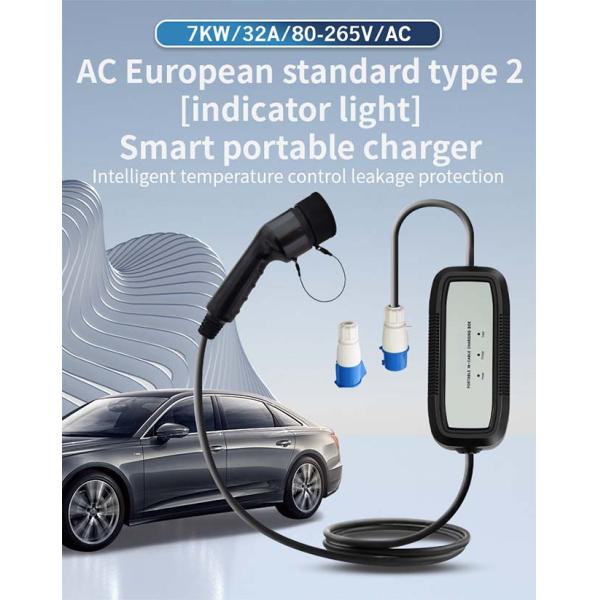 7KW 32A Portable EV Charger With Indicator Lights CCS2 Type 2