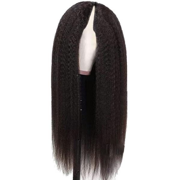 Long Human Hair V Part Wig 30Inch Kinky Straight Raw Hair Brazilian Remy Perruque