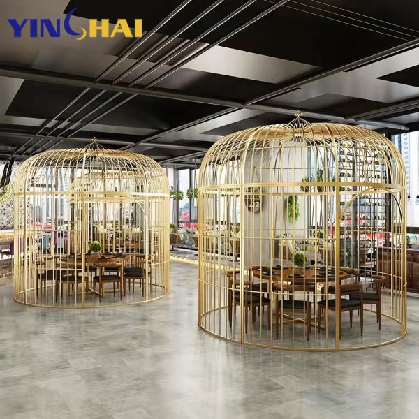 Polished Custom Stainless Steel Products Decoration Birdcage Booth For Hotel