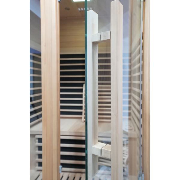 2 Person Hemlock Okuman Solid Wooden Indoor Low Emf Carbon Heater Sauna