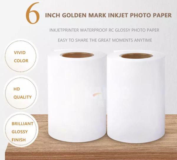 Golden Mark 6 inch 152mm 50m 240g Waterproof RC Glossy dx100 Roll Inkjet Photo Paper for Fuji Dry Printer