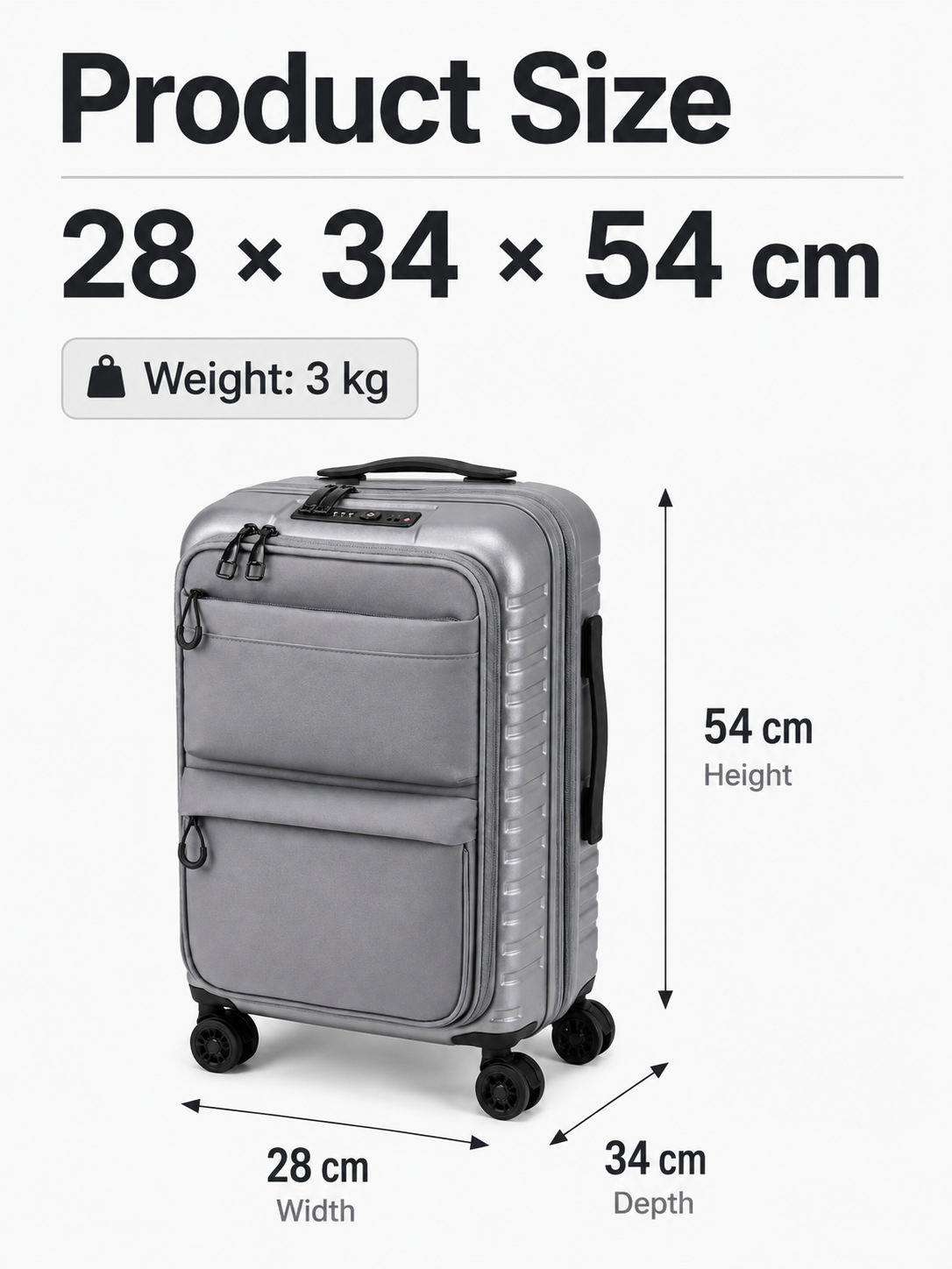 Expandable Front Opening Hard Soft Shell Carry On Luggage