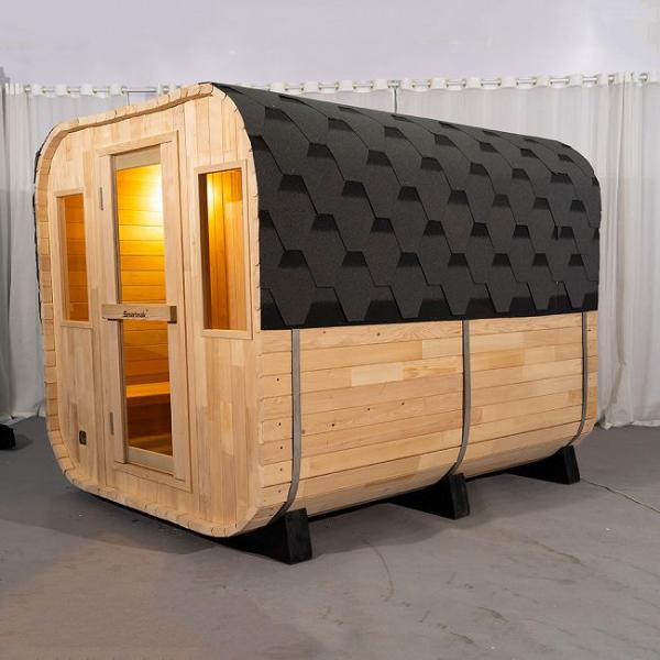 Morden Large Space Cube Two Room Traditional Steam Outdoor Sauna With Stove