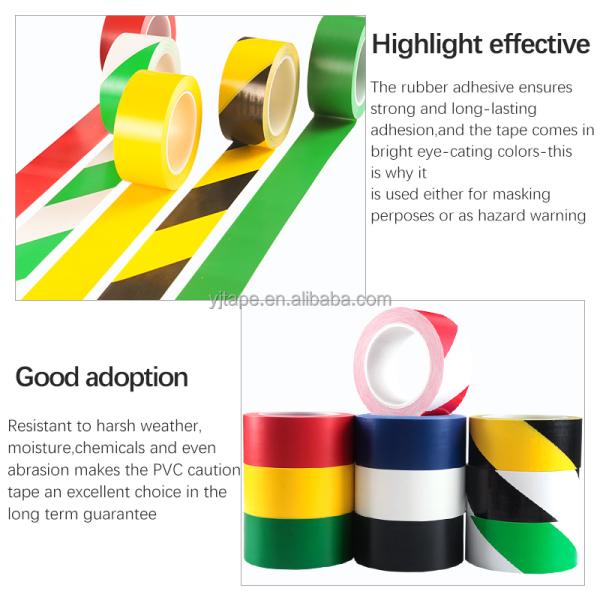 Black PVC Waterproof Self Adhesive Floor Warning Tape Acrylic Adhesive Caution Floor Tape