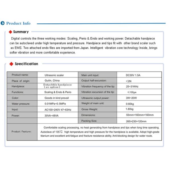 20w Tooth Cleaning Dental Ultrasonic Scaler Detachable dental led handpiece