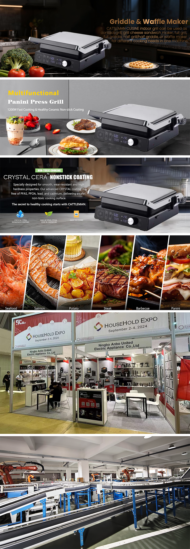 Digital Display Electric Cooktop Cool Touch Handle Drip Tray Oil Collection