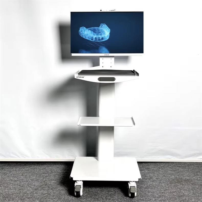 Hospital Furniture 3 Layer Oral Scanner Dental Mobile Cart Mobile Dental Trolley With Power Outlet Mobile Lab Cart