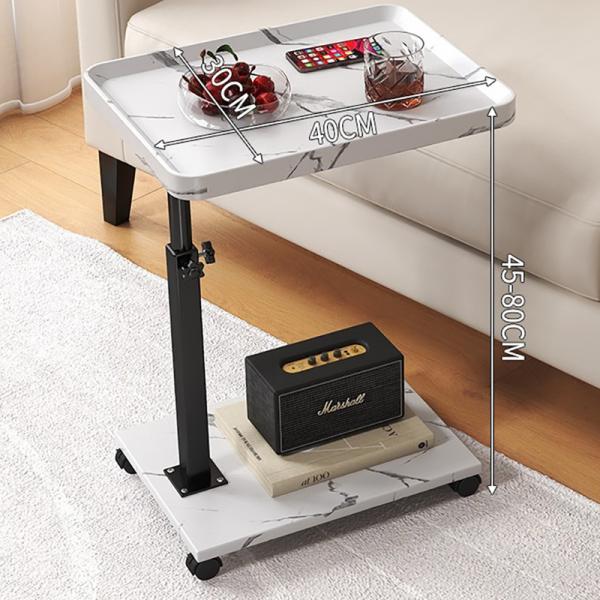 2 Layers Rack End Coffee Table With Wheels for Snack Bedside Couch Side and Modern Design Style in Living Room Bedroom