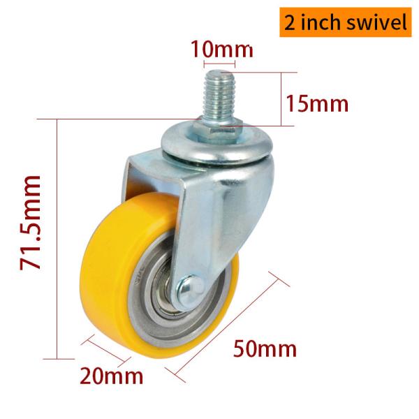 Light Duty Mini Castor Wheels Yellow 2 Swivel Caster Wheels 262S-86A