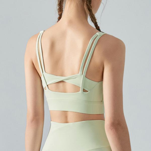 Twist Hollow Out Yoga Underwear Fitness Vest Women'S Removable Bra