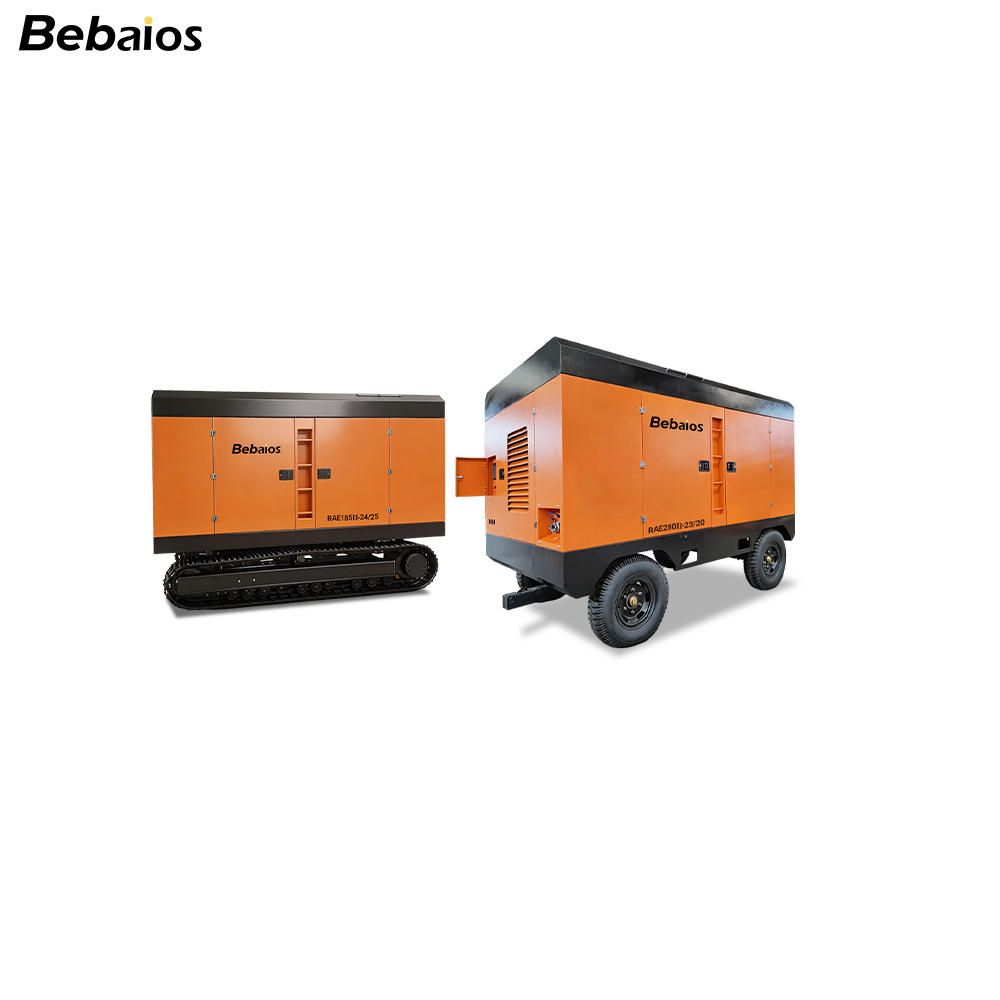Bebaios RAE Series 185 kW Electric Portable Screw Air Compressor with 42 m³/min Volume Flow and Dual-stage Compression
