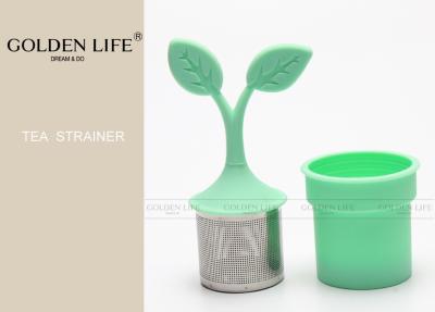 Drip Tray Stainless Steel Fine Mesh Tea Cup Strainers With BPA Free Silicone Lid