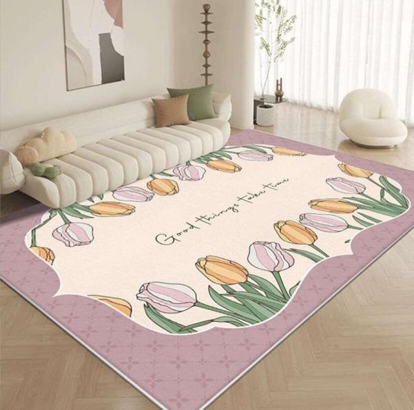Lovely Flower Living Room Floor Carpets Imitation Cashmere Material 120*180cm