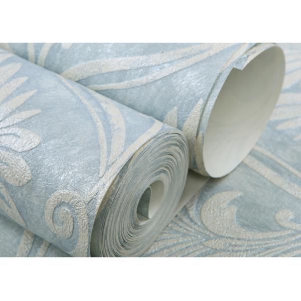 Soundproof Removable European Style Wallpaper , Blue 3d Silver Wallpaper