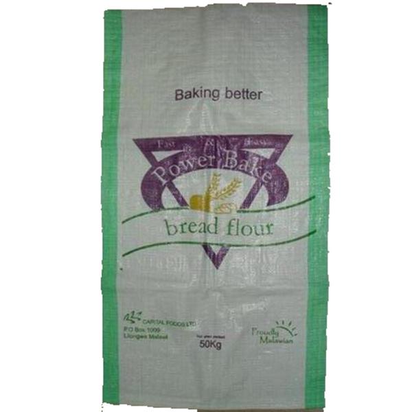 Anti Slip White Polypropylene Flour Packaging Bags , Printed Flour Sacks 50kg