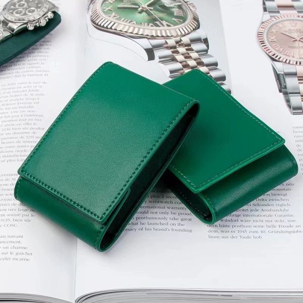 Handmade Leather Watch Storage Bag Dust Proof Green Portable Travel Organizer Case