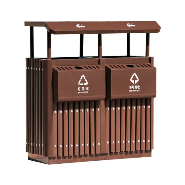 Municipal Park Metal Trash Bin Stainless Steel Exterior Garbage Waste Bin