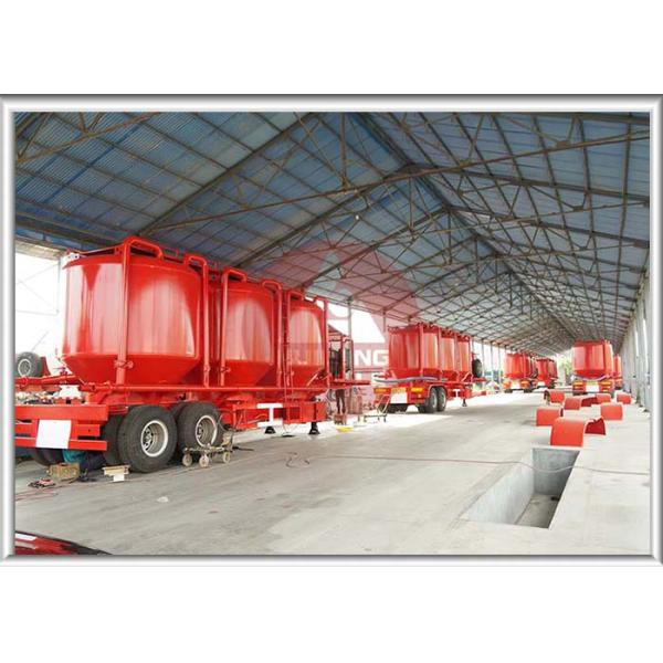 Vertical Type Dry Bulk Trailer , Cement Tanker Trailer Mechanical Suspension