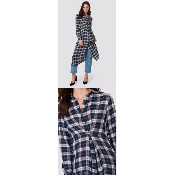 2019 New Arrivals Buttoned Asymmetric Shirt Dress Blue Dress Autumn Women
