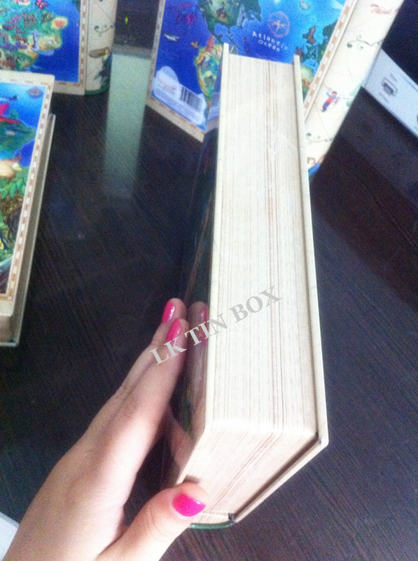 Book Shaped Various Gift Tin Box Storage Doulbe Sides For Toys
