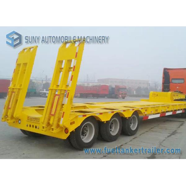 3 Axle 100 Ton Low Bed Semi Trailer Heavy Duty Flatbed Trailer With Manual Ramp