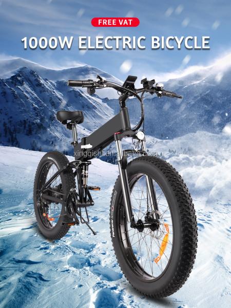 Folding 750Watt Fat Tire Electric Mountain Bike Snow Electric Bicycles