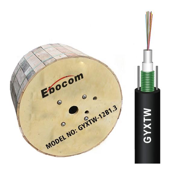 GYXTW Cable à fibre optique blindé à 2-12 têtes d'acier à un mode avec G652D PE pour la communication LAN