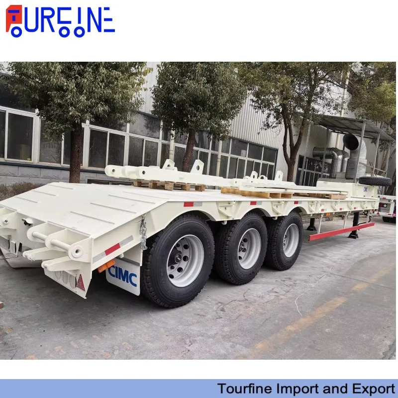 80 Ton Heavy Duty Three Axle Low Bed Semi Trailer  for Excavator Transport