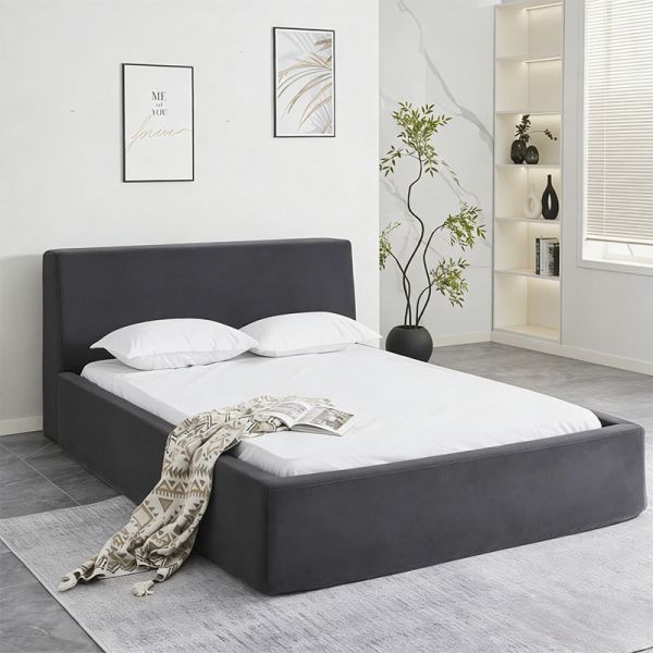 Vacuum Compressed Foam Bed With Headboard, Modern Frameless Queen King Platform Bed, Foldable Boneless Bed In A Box