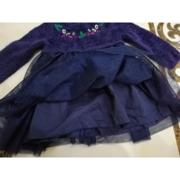 Fashion navy Children's Winter Clothes Embroidery Pattern Girls Sweater Dress