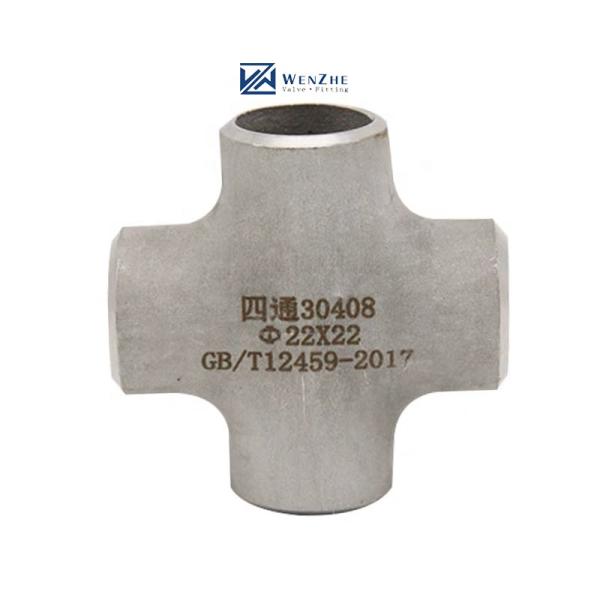 Stainless Steel SCH40S Butt Weld Pipe Fitting 4 Way Cross Connector 1