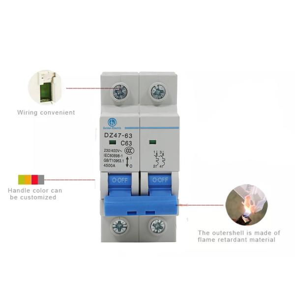 Disjuntor de baja tensión MCB Dz47 AC 230/400V 16A 20A 25A 32A 63A 1P/2P/3P/4P en miniatura