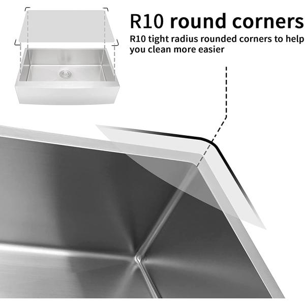 33 Inch Farmhouse Apron Front Kitchen Sink Undermount Deep SS 16 Gauge
