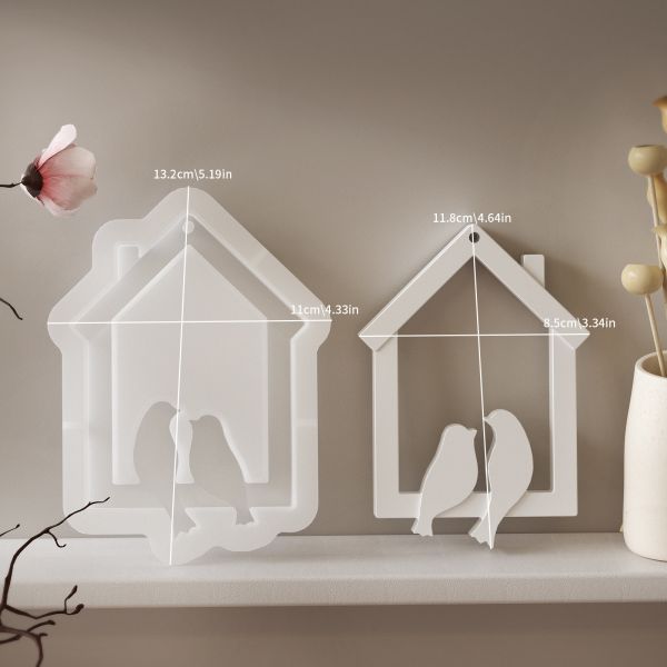 DIY crystal dropper resin mirror house, bird hanging, gypsum ornaments hanging, silicone mold