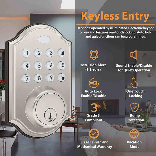 OEM Цинковая сплав безключевая электронная клавиатура Deadbolt Lock Multicolor