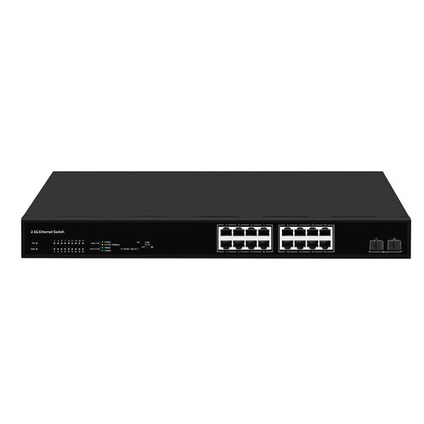 16 puertos 2.5G Ethernet Switch con 10G Fibra Uplink no administrado sin ventilador AC alimentado