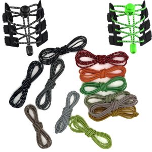 Elástico ligero blanco hecho punto plano reflexivo negro anaranjado rojo del brillo de la noche de los niños de los cordones de zapato hola viz ninguna cerradura de la hebilla del lazo