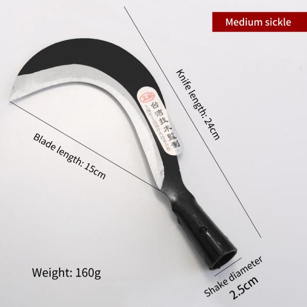 Rice Long Handle Steel Harvesting Sickle Farming Sickle Tool Quenching 9.6 Inch