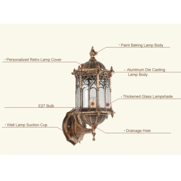 Retro Outdoor Waterproof Antirust E27 Wall Lamp Garden Gateway wall Sconce(WH-VR-123)